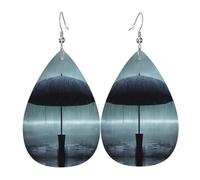 Boucles D'Oreilles En Cuir En Forme De Larme Black Umbrella In The Rain Élégantes Et Belles Accessoires De Mode Légères Et Tendance Pour À Porter Au Quotidien Parfaites Pour Les Fêtes