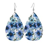 Boucles D'Oreilles En Cuir En Forme De Larme Blooming Blue Flower Élégantes Et Belles Les Accessoires De Costume Balancent Pour Parfaites Pour Les Fêtes Cadeau Tendance