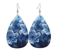 Boucles D'Oreilles En Cuir En Forme De Larme Blooming Blue Flowers Élégantes Et Belles Accessoires De Mode Balancent Pour Parfaites Pour Les Fêtes À Porter Au Quotidien