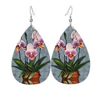Boucles D'Oreilles En Cuir En Forme De Larme Blooming Orchids Printed Les Accessoires De Costume Parfaits Pour Parfaites Pour Les Fêtes À Porter Au Quotidien