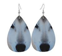 Boucles D'Oreilles En Cuir En Forme De Larme Blue Eyes Wolf Print Balancent Bijoux Légers En Forme De Larme Élégantes Et Belles Pour À Porter Au Quotidien Remise De Diplôme