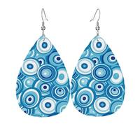 Boucles D'Oreilles En Cuir En Forme De Larme Blue Greek Matiasma Evil Eye Bijoux Légers En Forme De Larme Parfaits Pour Cadeau Tendance Remise De Diplôme