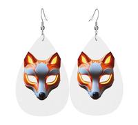 Boucles D'Oreilles En Cuir En Forme De Larme Burning Fox Mask Pattern Balancent Boucles D'Oreilles En Cuir Légères Et Tendance Pour À Porter Au Quotidien Pour Dames Filles