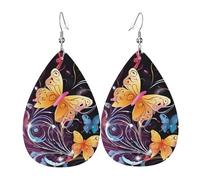 Boucles D'Oreilles En Cuir En Forme De Larme Butterflies Parfaits Les Accessoires De Costume Balancent Pour Remise De Diplôme Cadeau Tendance