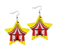 Boucles D'Oreilles En Cuir En Forme De Larme Chapiteau Du Cirque Étoilé | Boucles d'oreilles en cuir femme Pour Cadeau tendance parfaites pour les fêtes