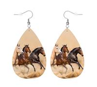 Boucles D'Oreilles En Cuir En Forme De Larme Cheval Courant Dans Une Tempête De Sable Du Désert Pour Femme Les Accessoires De Costume Pour Pour Dames Filles Parfaites Pour Les Fêtes