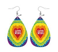 Boucles D'Oreilles En Cuir En Forme De Larme Citation Sur Le Thème « L'Amour Triomphe » Légères Et Tendance Accessoires De Mode Pour Remise De Diplôme Cadeau Tendance