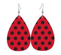 Boucles D'Oreilles En Cuir En Forme De Larme Coccinelles À Pois Noirs Et Rouges Légères Et Tendance Boucles D'Oreilles En Cuir Pour Cadeau Tendance Parfaites Pour Les Fêtes