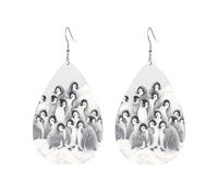 Boucles D'Oreilles En Cuir En Forme De Larme Colonie De Manchots Sur Un Monticule Enneigé Légères Et Tendance Accessoires De Mode Femme Pour À Porter Au Quotidien 2 Paires