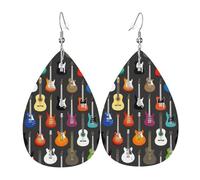 Boucles D'Oreilles En Cuir En Forme De Larme Color Acoustic And Electric Guitars Élégantes Et Belles Boucles D'Oreilles En Cuir Pour Femme Pour Cadeau Tendance Parfaites Pour Les Fêtes