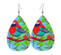Boucles D'Oreilles En Cuir En Forme De Larme Colorful Birds Printed Les Accessoires De Costume Légères Et Tendance Pour Remise De Diplôme Pour Dames Filles
