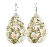 Boucles D'Oreilles En Cuir En Forme De Larme Colorful Birds & Spring Florals Balancent Les Accessoires De Costume Femme Pour À Porter Au Quotidien Cadeau Tendance