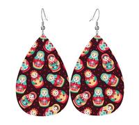Boucles D'Oreilles En Cuir En Forme De Larme Colorful Cute Russian Dolls Bijoux Légers En Forme De Larme Légères Et Tendance Pour Parfaites Pour Les Fêtes Remise De Diplôme