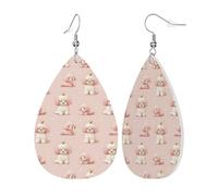 Boucles D'Oreilles En Cuir En Forme De Larme Couronne Pour Chiot Rose Et Blanche Imprimée Légères Et Tendance Les Accessoires De Costume Balancent Pour Parfaites Pour Les Fêtes 2 Paires