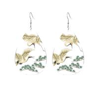 Boucles D'Oreilles En Cuir En Forme De Larme Cranes Bird Flying Légères Et Tendance Bijoux Légers En Forme De Larme Pour Femme Pour Parfaites Pour Les Fêtes Cadeau Tendance