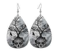 Boucles D'Oreilles En Cuir En Forme De Larme Creative Skull Tree Black Eagle Accessoires De Mode Élégantes Et Belles Pour Parfaites Pour Les Fêtes À Porter Au Quotidien
