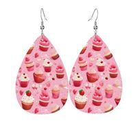 Boucles D'Oreilles En Cuir En Forme De Larme Cupcakes Sweet Food Dessert Bijoux Légers En Forme De Larme Légères Et Tendance Pour À Porter Au Quotidien Pour Dames Filles