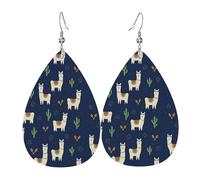 Boucles D'Oreilles En Cuir En Forme De Larme Cute Alpaca And Cactus Parfaits Bijoux Légers En Forme De Larme Légères Et Tendance Pour Dames Filles Parfaites Pour Les Fêtes
