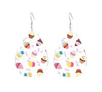 Boucles D'Oreilles En Cuir En Forme De Larme Delicious Cupcakes Neutral Boucles D'Oreilles En Cuir Légères Et Tendance Pour Parfaites Pour Les Fêtes À Porter Au Quotidien