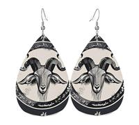 Boucles D'Oreilles En Cuir En Forme De Larme Demon Baphomet Satanic Goat Head Skull Boucles D'Oreilles En Cuir Pour Femme Pour Remise De Diplôme Cadeau Tendance