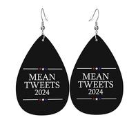 Boucles D'Oreilles En Cuir En Forme De Larme Design Électoral Drôle Et Méchant Tweet 2024 Légères Et Tendance Les Accessoires De Costume Parfaits Pour Remise De Diplôme 2 Paires