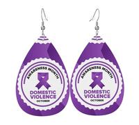 Boucles D'Oreilles En Cuir En Forme De Larme Domestic Violence Awareness Month Pour Femme Les Accessoires De Costume Balancent Pour Remise De Diplôme Parfaites Pour Les Fêtes