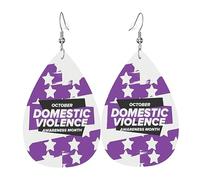 Boucles D'Oreilles En Cuir En Forme De Larme Domestic Violence Awareness Month Purple Ribbon Élégantes Et Belles Accessoires De Mode Parfaits Pour Parfaites Pour Les Fêtes À Porter Au Quotidien