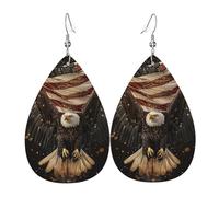 Boucles D'Oreilles En Cuir En Forme De Larme Drapeau Américain Eagle À Tête Blanche Étoiles Et Rayures Femme Les Accessoires De Costume Élégantes Et Belles Pour Remise De Diplôme 2 Paires