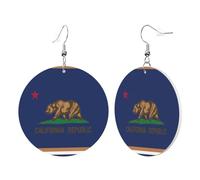 Boucles D'Oreilles En Cuir En Forme De Larme Drapeau De La Californie Légères Et Tendance Boucles D'Oreilles En Cuir Pour Parfaites Pour Les Fêtes Pour Dames Filles