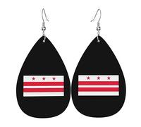 Boucles D'Oreilles En Cuir En Forme De Larme Drapeau Du District De Columbia Parfaits Accessoires De Mode Élégantes Et Belles Pour Cadeau Tendance 2 Paires