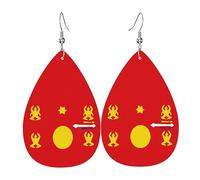 Boucles D'Oreilles En Cuir En Forme De Larme Drapeau Du Peuple Hmong Du Laos Parfaits Bijoux Légers En Forme De Larme Élégantes Et Belles Pour À Porter Au Quotidien 2 Paires