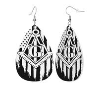 Boucles D'Oreilles En Cuir En Forme De Larme Drapeau Franc-Maçon Maçonnique Maçons Parfaits Les Accessoires De Costume Pour À Porter Au Quotidien Remise De Diplôme