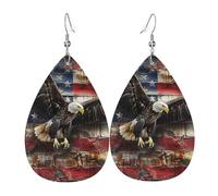 Boucles D'Oreilles En Cuir En Forme De Larme Eagle À Tête Blanche Américain, Drapeau Légères Et Tendance Bijoux Légers En Forme De Larme Élégantes Et Belles Pour Cadeau Tendance 2 Paires
