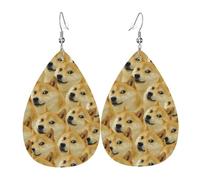 Boucles D'Oreilles En Cuir En Forme De Larme Émoticône Drôle De Shiba Inu Parfaits Bijoux Légers En Forme De Larme Pour Pour Dames Filles Cadeau Tendance