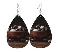Boucles d'oreilles en cuir en forme de larme en forme d'œuf millénaire, texture légère et luxueuse, adaptées pour un usage quotidien, boucles d'oreilles de fête, taille unique, Simili cuir