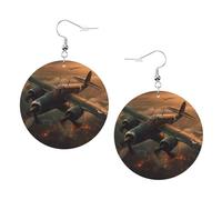 Boucles D'Oreilles En Cuir En Forme De Larme Estampe D'Avions De La Seconde Guerre Mondiale Parfaits Les Accessoires De Costume Pour Pour Dames Filles Cadeau Tendance