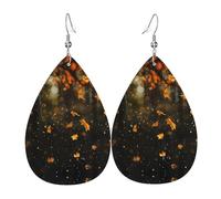 Boucles D'Oreilles En Cuir En Forme De Larme Falling Leaves In The Rain Pattern Élégantes Et Belles Accessoires De Mode Pour Femme Pour Parfaites Pour Les Fêtes Cadeau Tendance