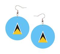 Boucles D'Oreilles En Cuir En Forme De Larme Flag Of Saint Lucia Légères Et Tendance Les Accessoires De Costume Élégantes Et Belles Pour Remise De Diplôme Pour Dames Filles