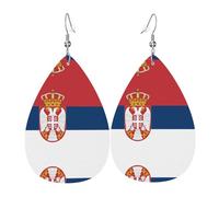 Boucles D'Oreilles En Cuir En Forme De Larme Flag Of Serbian Pattern Accessoires De Mode Élégantes Et Belles Pour Cadeau Tendance Pour Dames Filles