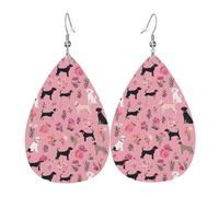 Boucles D'Oreilles En Cuir En Forme De Larme French Bulldog And Flowers Légères Et Tendance Boucles D'Oreilles En Cuir Pour Femme Pour Remise De Diplôme Parfaites Pour Les Fêtes