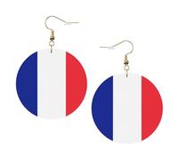 Boucles D'Oreilles En Cuir En Forme De Larme French Flag Balancent Boucles D'Oreilles En Cuir Parfaits Pour Dames Filles À Porter Au Quotidien