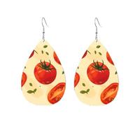 Boucles D'Oreilles En Cuir En Forme De Larme Fresh Tomato Légères Et Tendance Les Accessoires De Costume Parfaits Pour Parfaites Pour Les Fêtes Remise De Diplôme