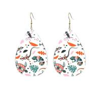 Boucles D'Oreilles En Cuir En Forme De Larme Geckos Dragons Patterns Légères Et Tendance Les Accessoires De Costume Balancent Pour Parfaites Pour Les Fêtes Cadeau Tendance