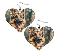 Boucles D'Oreilles En Cuir En Forme De Larme German Shepherd Heart Balancent Accessoires De Mode Parfaits Pour Remise De Diplôme Pour Dames Filles