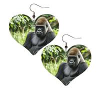 Boucles D'Oreilles En Cuir En Forme De Larme Gorilla In The Grass Heart Élégantes Et Belles Accessoires De Mode Légères Et Tendance Pour Dames Filles À Porter Au Quotidien