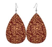 Boucles D'Oreilles En Cuir En Forme De Larme Gothic Style Maroon And Gold Damask Accessoires De Mode Légères Et Tendance Pour À Porter Au Quotidien Remise De Diplôme