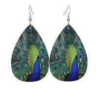 Boucles D'Oreilles En Cuir En Forme De Larme Green Peacock Feather Pour Femme Bijoux Légers En Forme De Larme Légères Et Tendance Pour Cadeau Tendance À Porter Au Quotidien