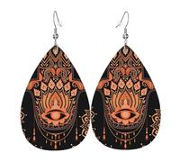Boucles D'Oreilles En Cuir En Forme De Larme Hamsa Hand Of Fatima Meditation Mandala Boucles D'Oreilles En Cuir Élégantes Et Belles Pour Remise De Diplôme À Porter Au Quotidien