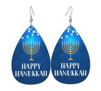 Boucles D'Oreilles En Cuir En Forme De Larme Happy Hanukkahn Jew Chanukah Holiday Élégantes Et Belles Les Accessoires De Costume Légères Et Tendance Pour Remise De Diplôme À Porter Au Quotidien
