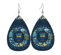 Boucles D'Oreilles En Cuir En Forme De Larme Happy Hanukkahn Jew Chanukah Holiday Légères Et Tendance Boucles D'Oreilles En Cuir Pour Femme Pour À Porter Au Quotidien Cadeau Tendance